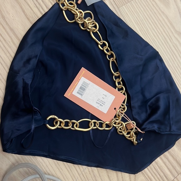 Brand new with tag Olivine top navy blue silk Cult Gaia size S - Picture 4 of 9